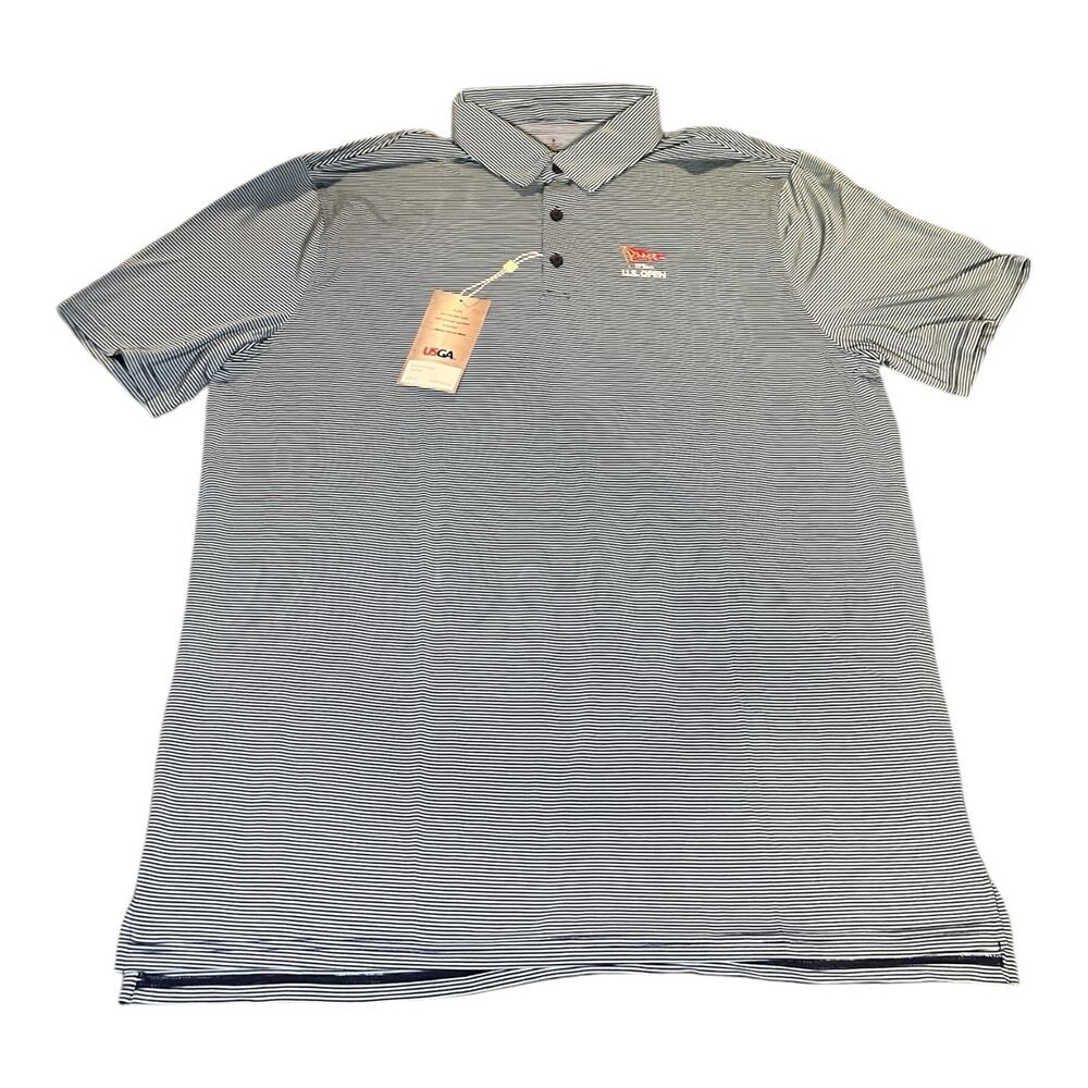 US Open USGA LACC Blue Striped Golf‎ Performance Drift Polo Men's XL 123rd NWT